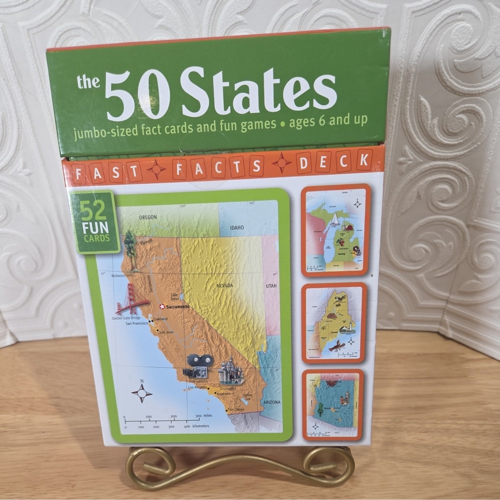 The 50 States Jumbo Sized Fact Cards & Fun Games COMPLETE 52 fun cards-homeschol